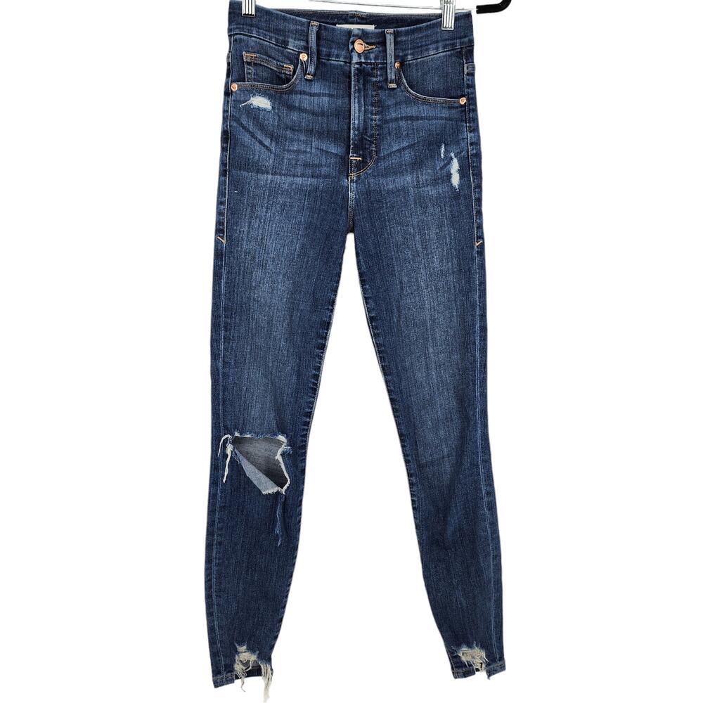 Good American Women's Medium Wash Distressed Good Waist Jeans Size 0/25
